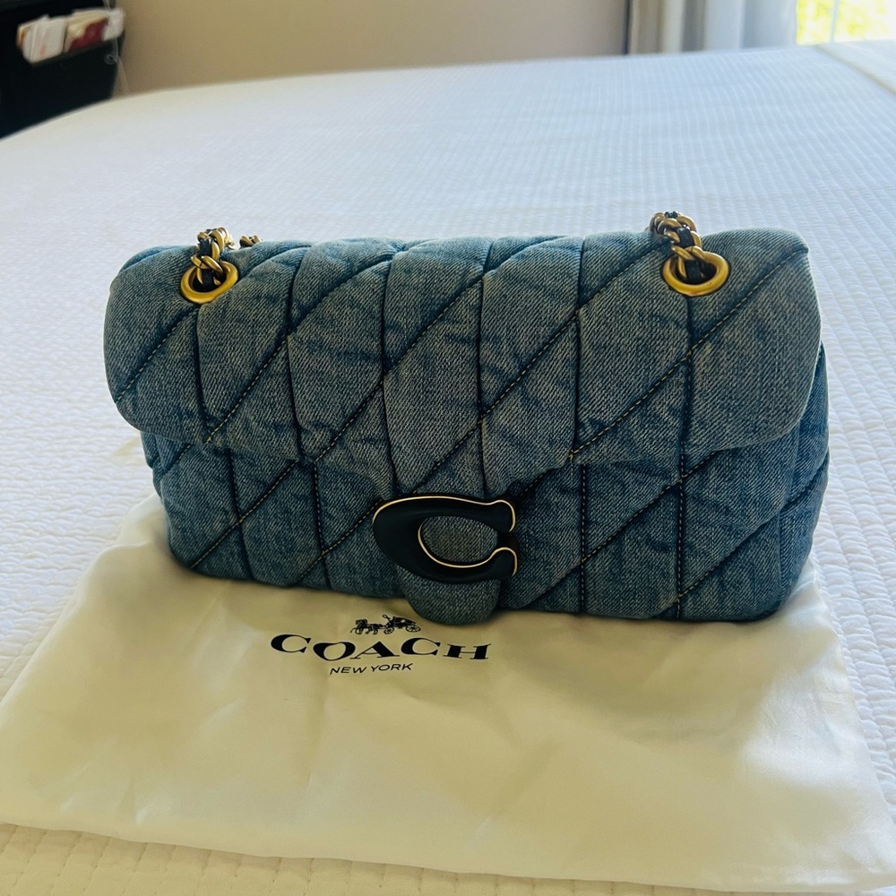 Coach Blue Quilted Denim Shoulder Bag tabby26